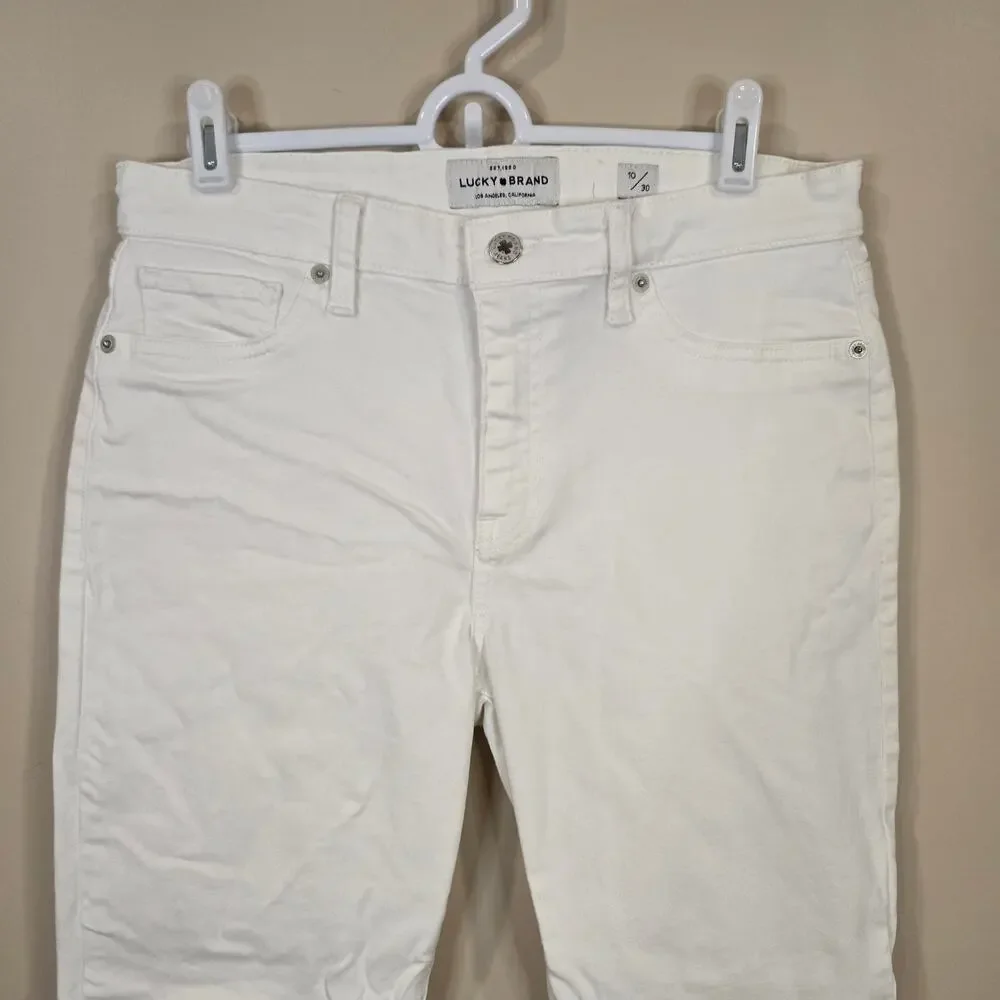 Women's Lucky Brand Ava Crop White Denim Jeans | Size 10/30